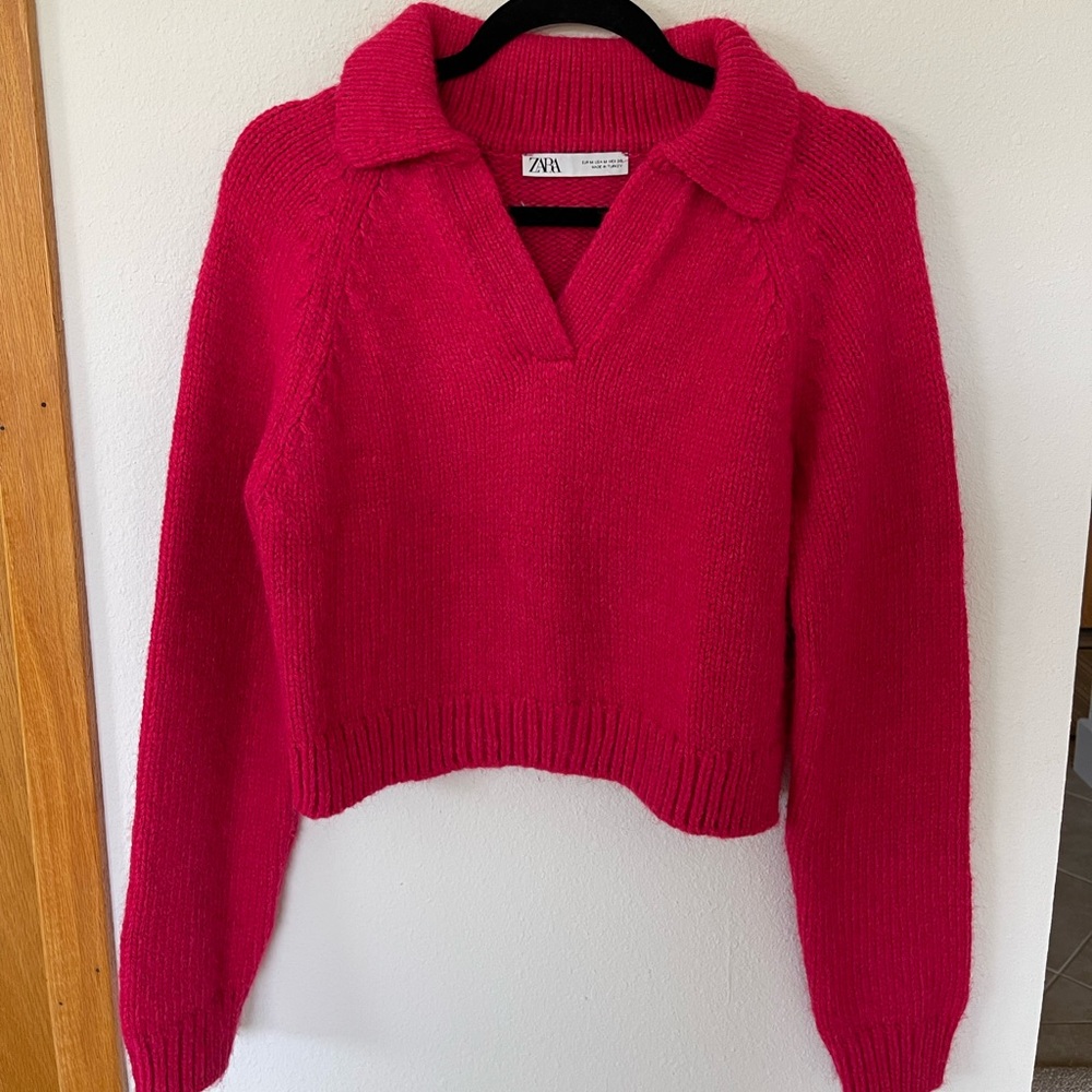Zara crop collared sweater